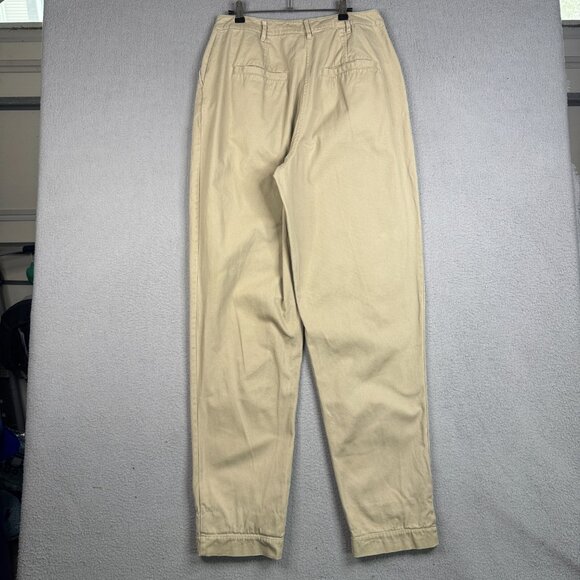 ASOS Pants Women 14T Beige High Rise Pleated Classic Fit Tapered Cotton Chino - Picture 3 of 14